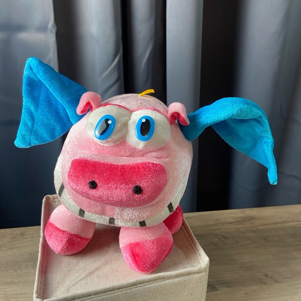 Classic Toy Co Plush‎ Colorful Smiling Flying Pig, Pink and Blue.